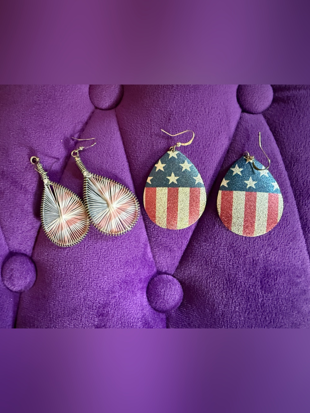 Pair of patriotic American flag earrings 🇺🇸